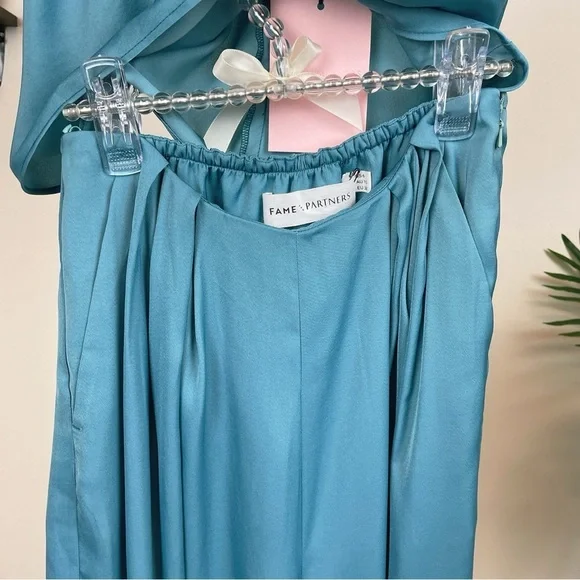 Fame and Partners The Rosalie Wide Leg Relaxed Pants Dark Sea - Picture 2 of 7